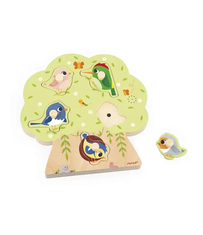Janod - 5-delige Vogel muzikale puzzel