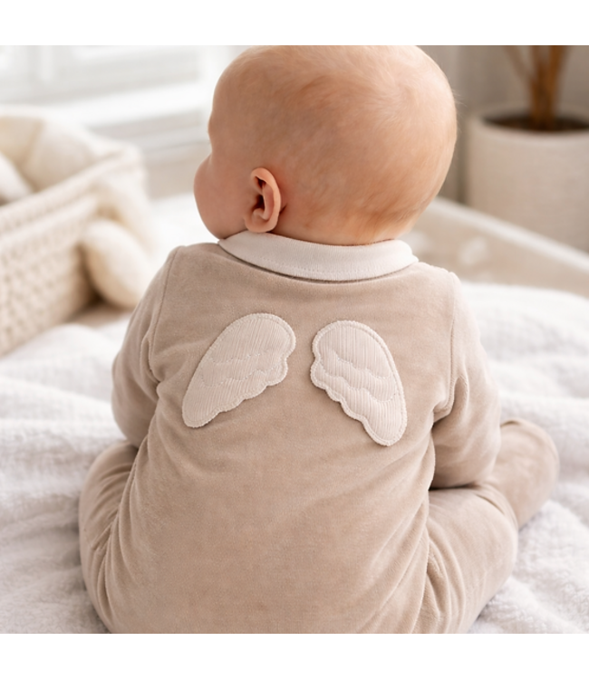 My First Collection - Romper Beige velvet wings
