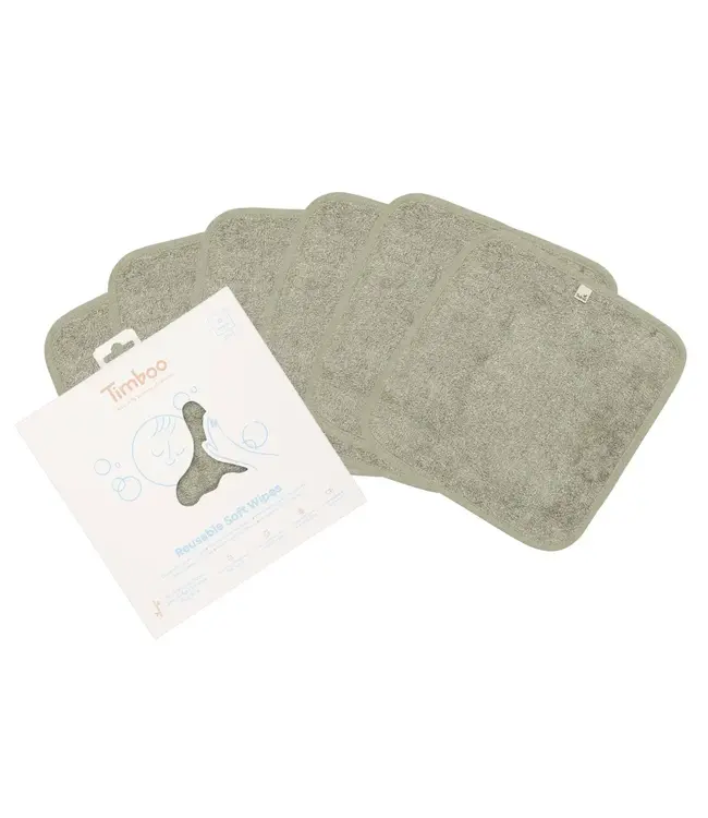 Timboo - REUSABLE SOFT WIPES (6 pieces) - WHISPER GREEN