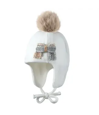 Natini Natini - Hat fleece double bow  off white
