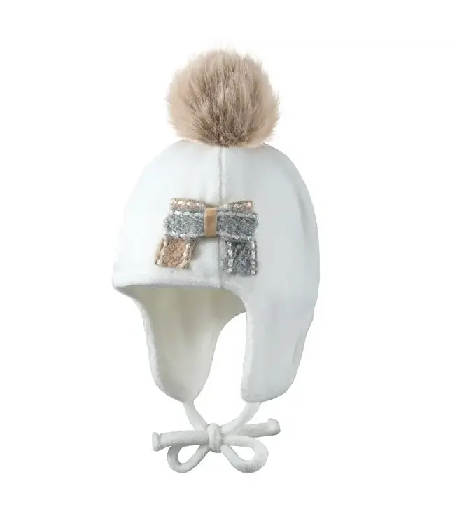 Natini Natini - Hat fleece double bow  off white