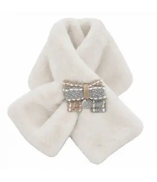 Natini Natini - Scarf fur double bow  off white