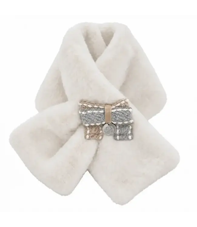 Natini Natini - Scarf fur double bow  off white