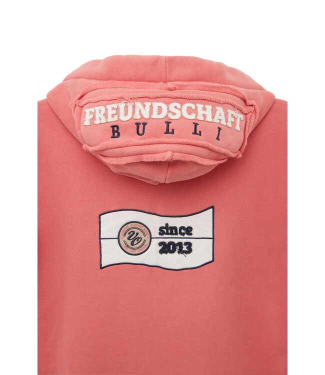 Dames lange hoodie dirty pink