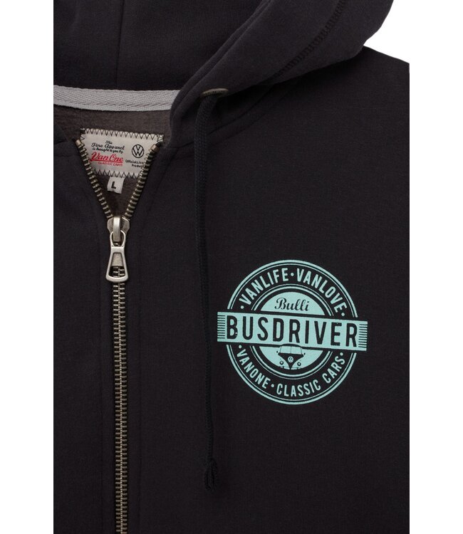 Van One Classic Cars heren zip hoodie BUSDRIVER schwarz