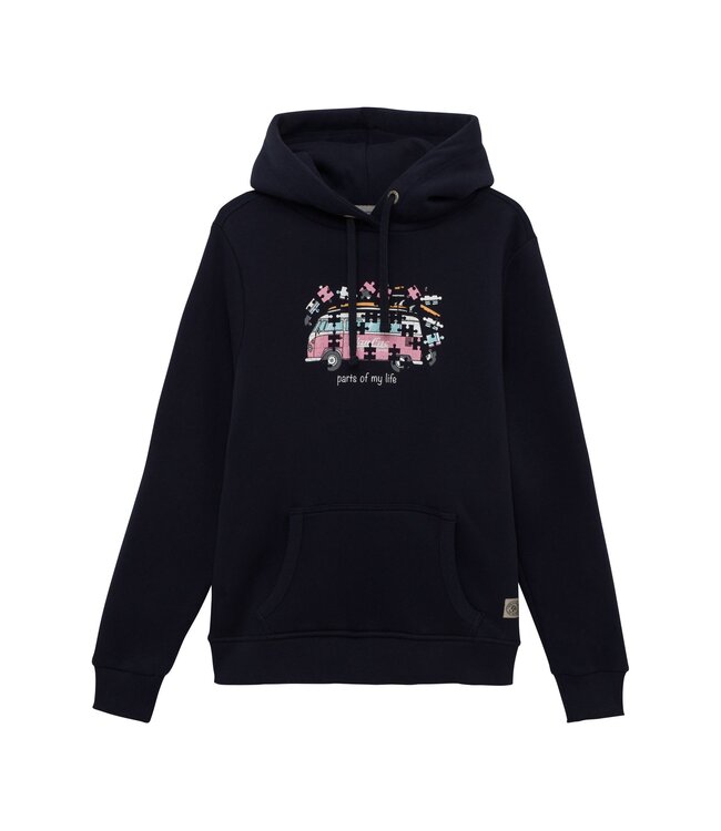 Van One Classic Cars Dames hoodie BULLI PUZZLE navy