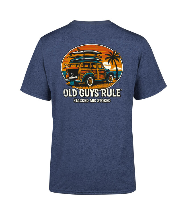 Old Guys Rule  "Stacked and Stoked" heather navy