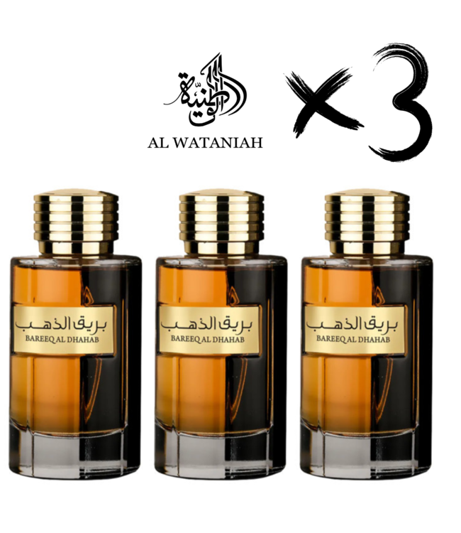 AL WATANIAH 3 X Perfume BAREEQ AL DHAHAB, 100ml
