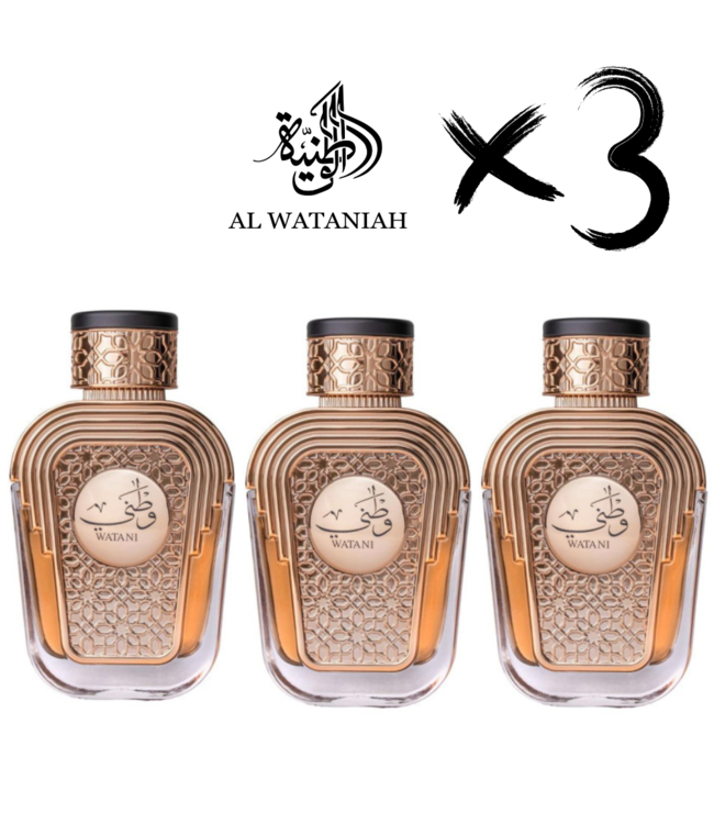 AL WATANIAH 3 X Perfume WATANI Purple, 100ml