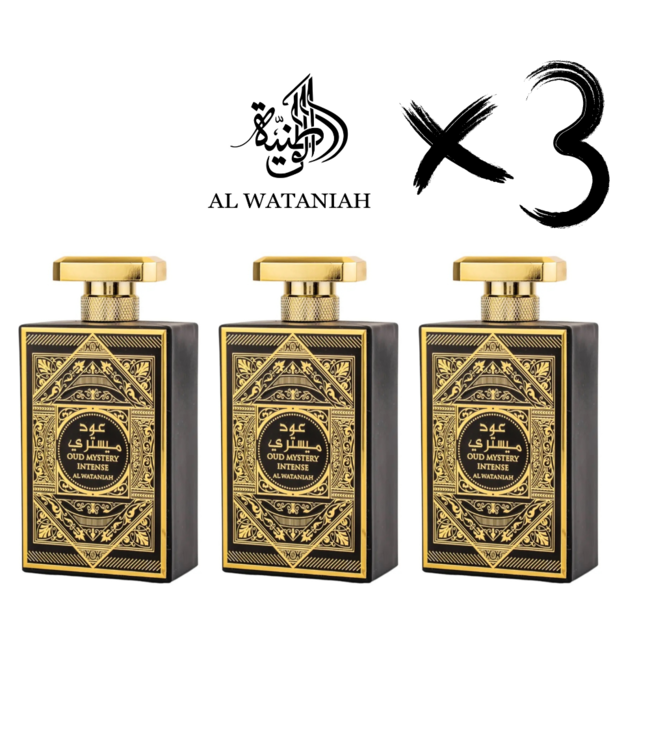 AL WATANIAH 3 X Perfume OUD MYSTERY INTENSE , 100ml