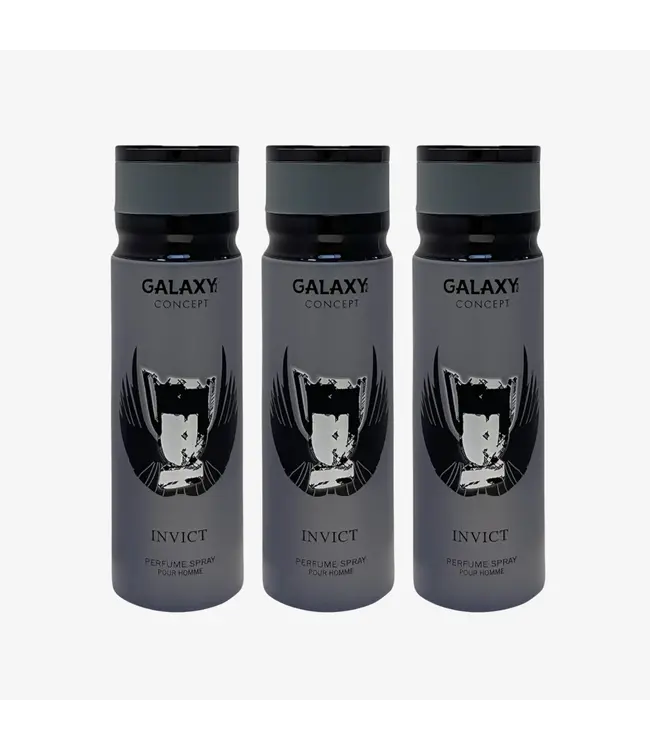 GALAXY  3 X INVICT Perfume Body Spray, 200ml - Inspired By INVICTUS PACO RABBANE