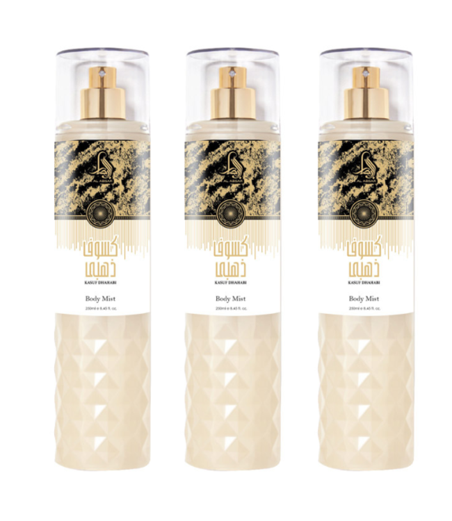 AL ABSAR SET BODY MIST Kasuf Dhahabi,  3 X 200ml
