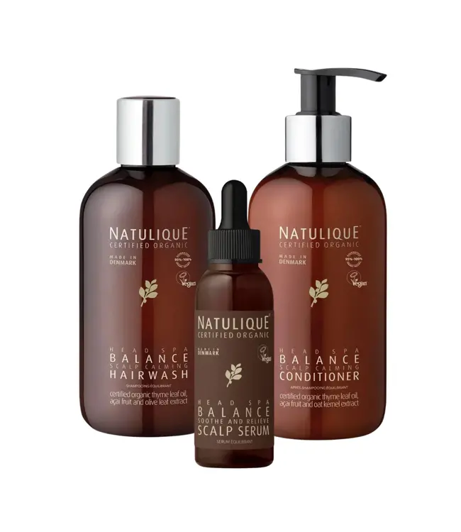 NATULIQUE TRIPPLE SET Balance Scalp Calming Hairwash + Condtioner + Serum 250ml + 250ml + 50ml