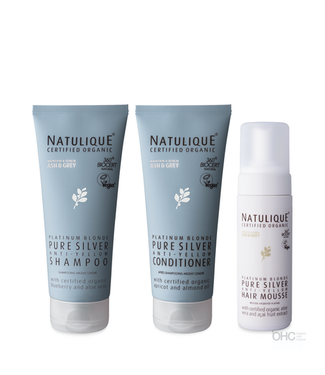 NATULIQUE TRIPLE PACK Pure Silver Shampoo + Conditioner + Mousse 3 x 150ml