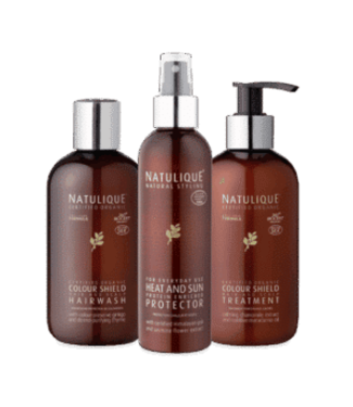 NATULIQUE TRIPLE PACK - Colour Shield Hairwash + Treatment +  Heat And Sun Protector 2 x 250ml + 200ml