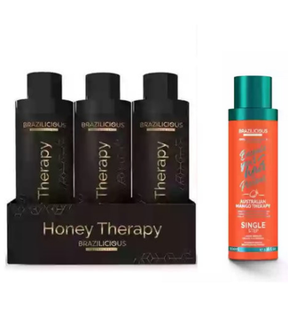 BRAZILICIOUS Honey Therapy Keratin 3 x 100ml + 100ml Mango Keratin
