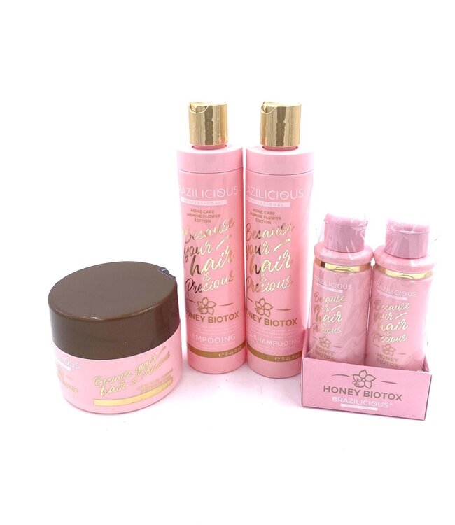 BRAZILICIOUS Biotox Honey Keratin KIT + Shampooing, Après-shampooing, Masque