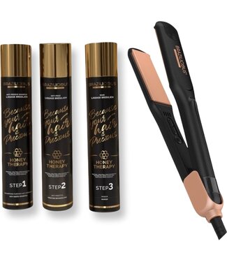 BRAZILICIOUS Honey Therapy Keratine 3 x 1000ml + Straightner