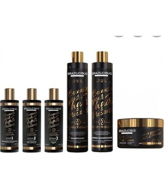 BRAZILICIOUS Honey Therapy Keratine 3 x 100ml &  Honey Shampoo & Conditioner & masker 3x300ml
