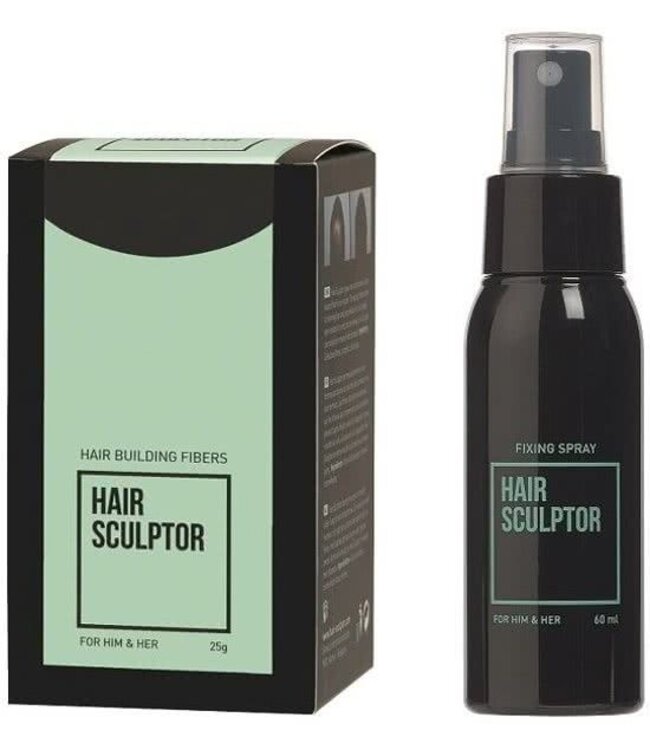 HAIR SCULPTOR Fibres Zwart + Hair Sculptor Fixing Spray