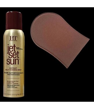 JET SET SUN Instant Bronzer Self Tanning Mist. 150ml + Handschoen