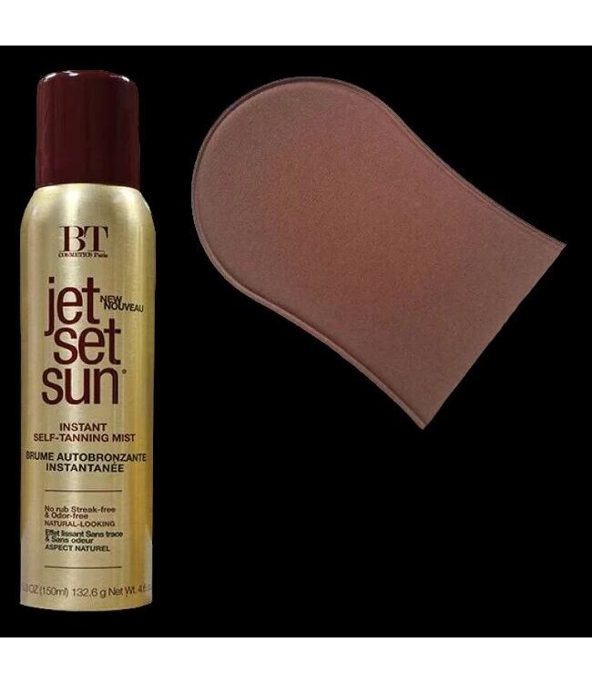 JET SET SUN Instant Bronzer Self Tanning Mist. 150ml + Handschoen