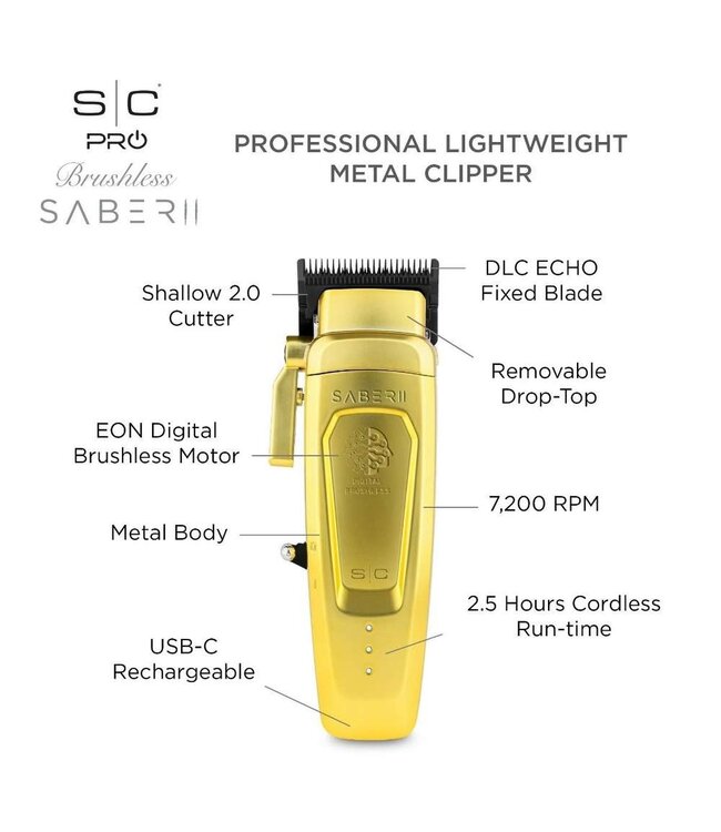 STYLECRAFT Pro Brushless SABER II Gold Clipper