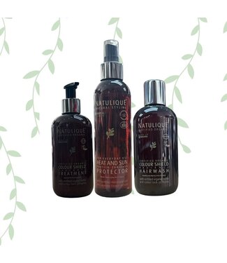 NATULIQUE TRIPLE PACK - Colour Shield Hairwash + Treatment +  Heat And Sun Protector 2 x 250ml + 200ml