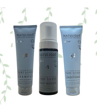 NATULIQUE TRIPLE PACK Pure Silver Shampoo + Conditioner + Mousse 3 x 150ml