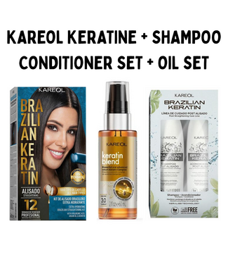 KAREOL TRIPPLE SET - Keratin Treatment 150ml + Shampoo & Conditioner 300ml + Oil Blend 120ml