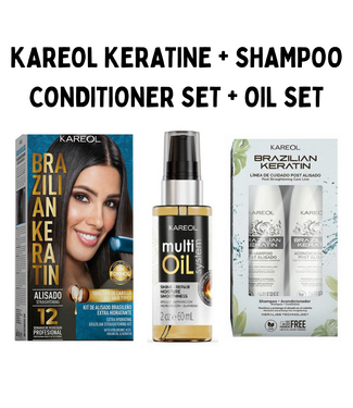 KAREOL TRIPPLE SET - Keratin Treatment 150ml + Shampoo & Conditioner 300ml + Oil 60ml