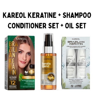 KAREOL TRIPPLE SET - Repairing Keratin Treatment  150ml + Shampoo & Conditioner + Oil Blend 120ml