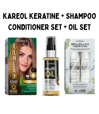 KAREOL TRIPPLE SET - Repairing Keratin Treatment  150ml + Shampoo & Conditioner + Oil 60ml