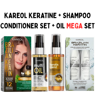 KAREOL MEGA SET - Repairing Keratin Treatment  150ml + Shampoo & Conditioner + Oil 60ml  - Oil Blend 120ml