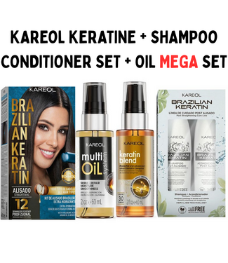 KAREOL MEGA SET - Keratin Treatment 150ml + Shampoo & Conditioner 300ml + Oil 60ml + Oil Blend 120ml