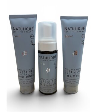 NATULIQUE TRIPLE PACK Pure Silver Shampoo + Conditioner + Mousse 3 x 150ml