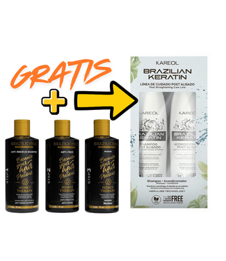 BRAZILICIOUS Honey Therapy Keratine 3 x 100ml + GRATIS 2 x 300ml Shampoo & Conditioner