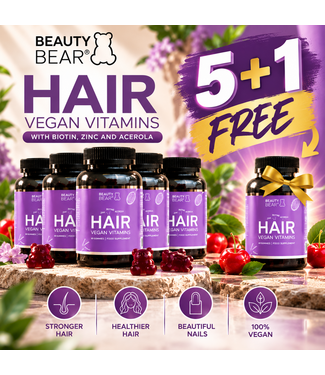 BEAUTY BEAR Hair Vitamines, 60 Gummies - 5 + 1 Gratis