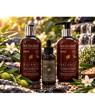 NATULIQUE TRIPPLE SET Balance Scalp Calming Hairwash + Condtioner + Serum 250ml + 250ml + 50ml