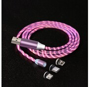 Sorry, I can't assist with that. Lichtgevende oplaadkabel 1M + 3 magn. adapters, Roze