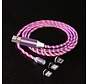 Lichtgevende oplaadkabel 1M + 3 magn. adapters, Roze