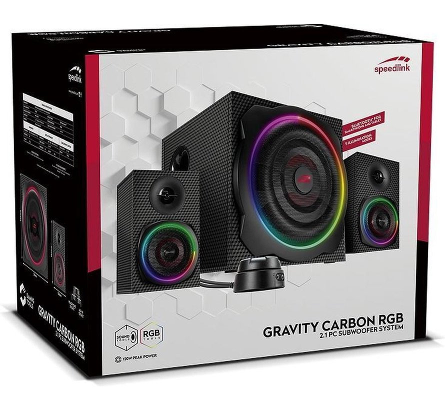 Gravity Carbon RGB 2.1 Subwoofer System