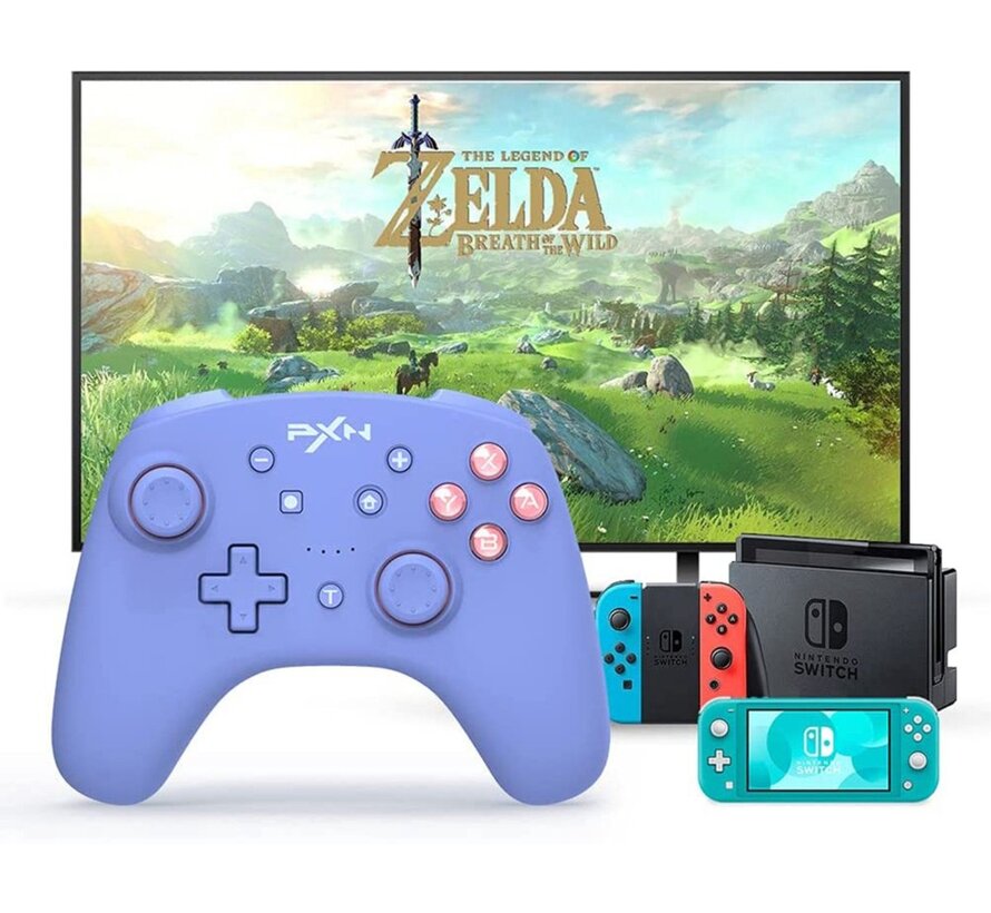 9607X - Controller Switch Nintendo - Draadloos - PC en iOS16 - Draadloze Controller - Blauw