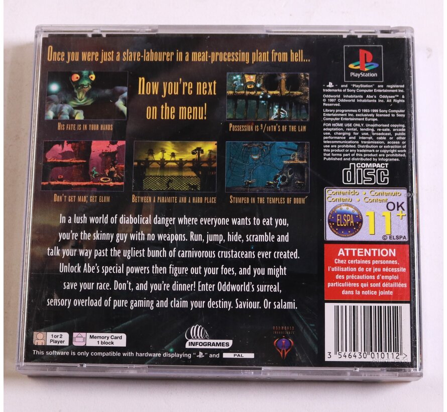 Playstation 1 - OddWorld: Abe's Oddysee  [No Manual]