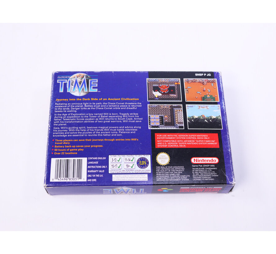 SNES - Illusion Of Time - Boxed CIB