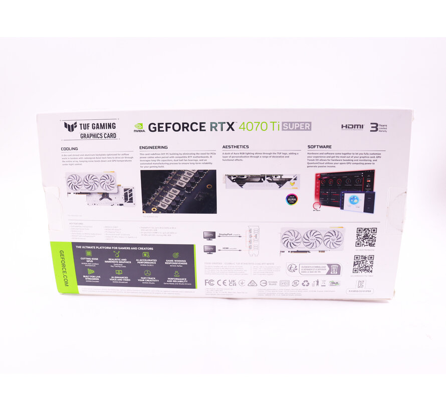 TUF Gaming GeForce RTX 4070 Ti SUPER BTF White OC Edition 16GB GDDR6X