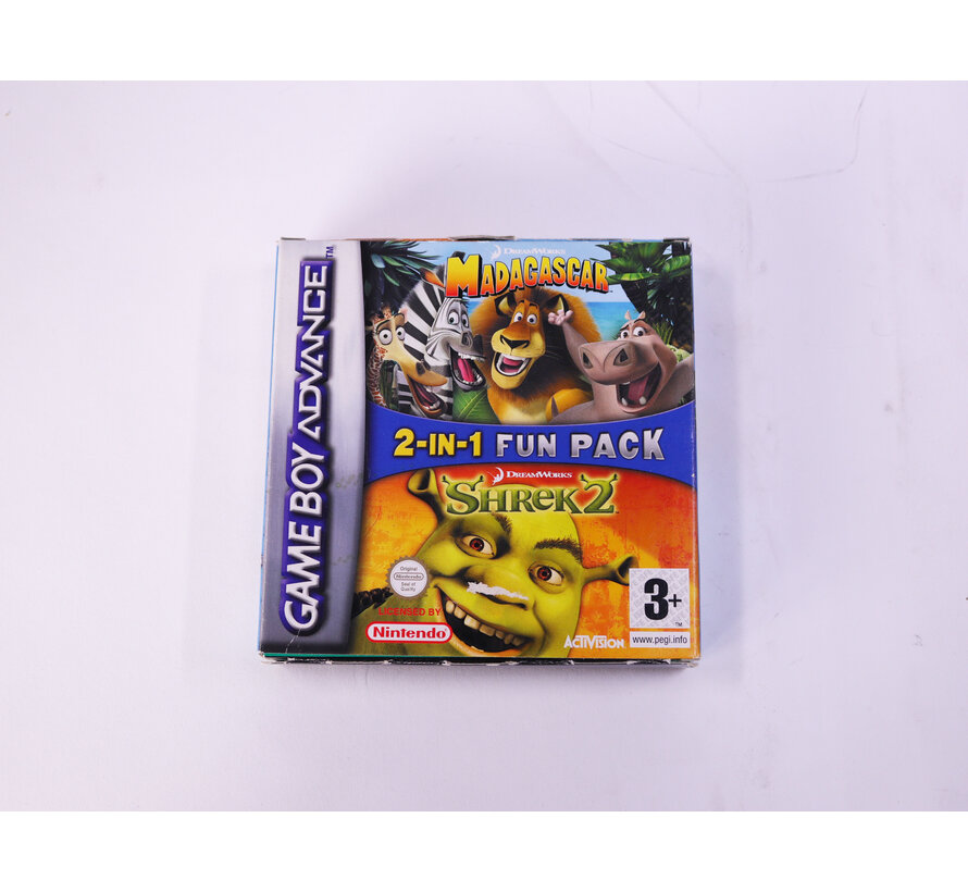 Game Boy Advance - 2 in 1 Fun Pack: Madagascar & Shrek 2 [CIB Boxed]