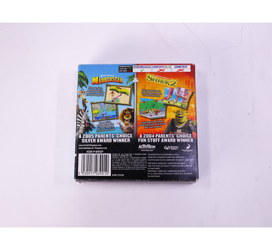 Game Boy Advance - 2 in 1 Fun Pack: Madagascar & Shrek 2 [CIB Boxed]