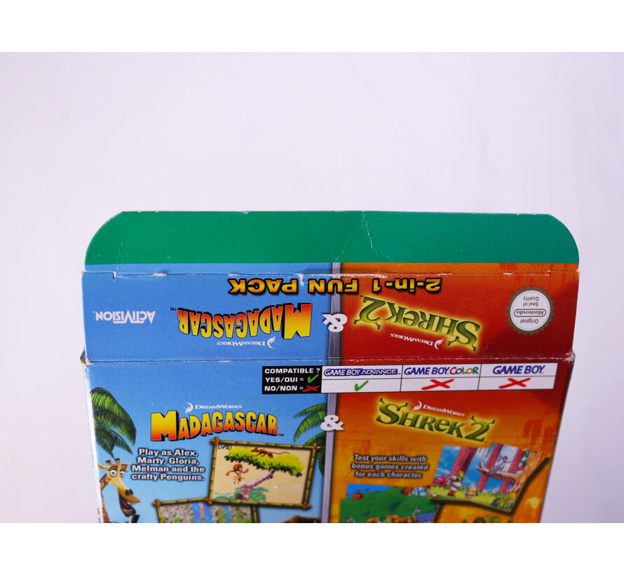 Game Boy Advance - 2 in 1 Fun Pack: Madagascar & Shrek 2 [CIB Boxed]
