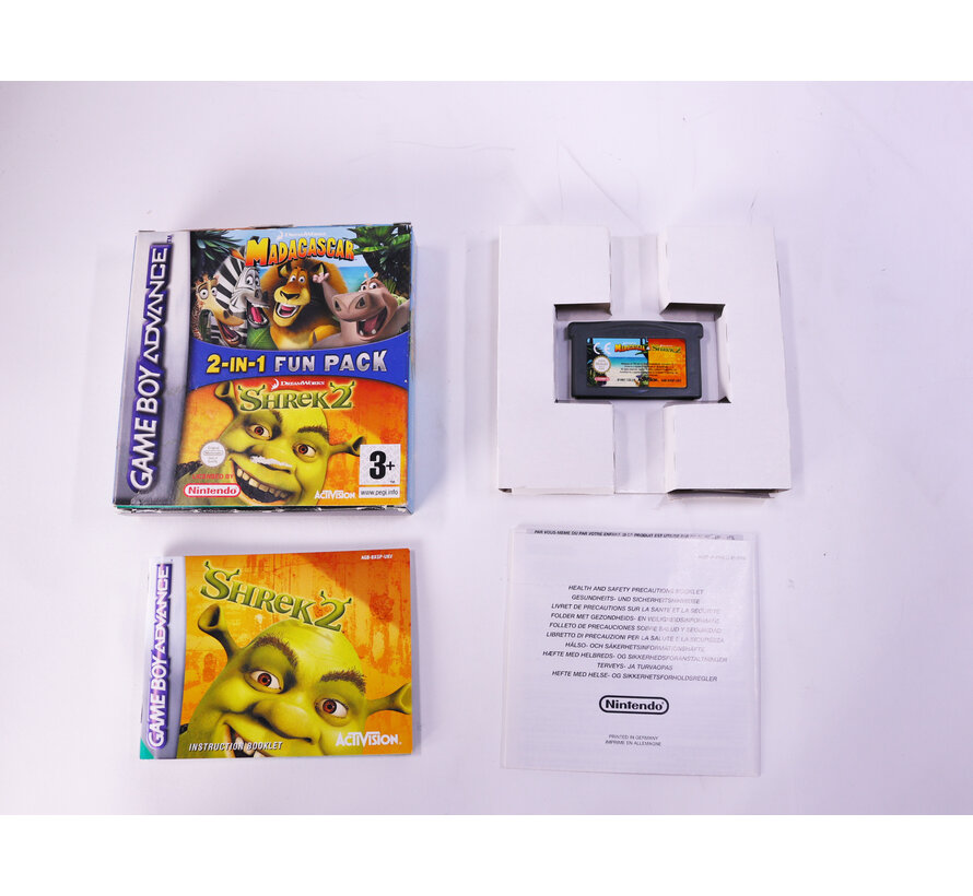 Game Boy Advance - 2 in 1 Fun Pack: Madagascar & Shrek 2 [CIB Boxed]